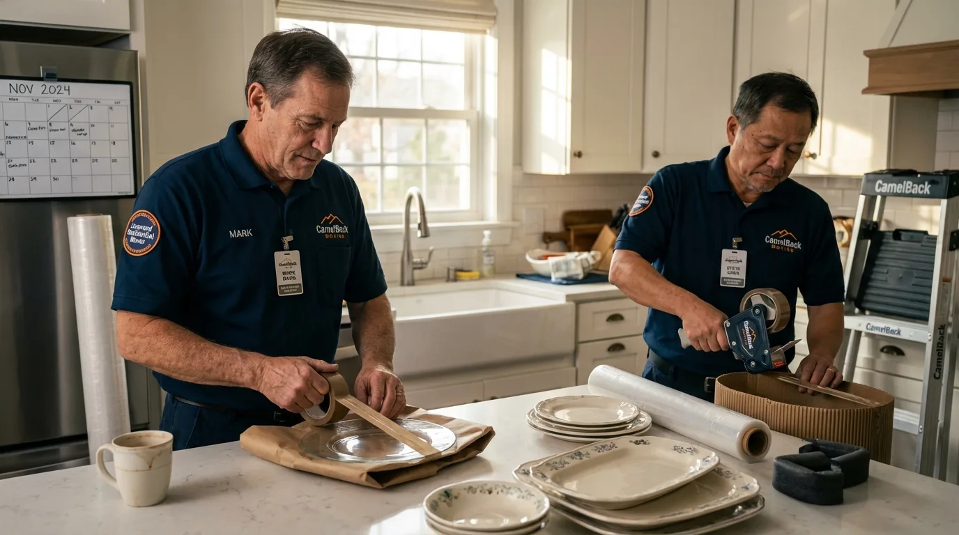Professional crew packing kitchen dishware in Bowie, MD